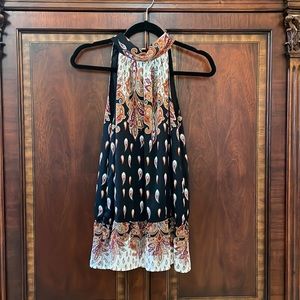 Poetry clothing tie top. Size small. Black/rust multi color